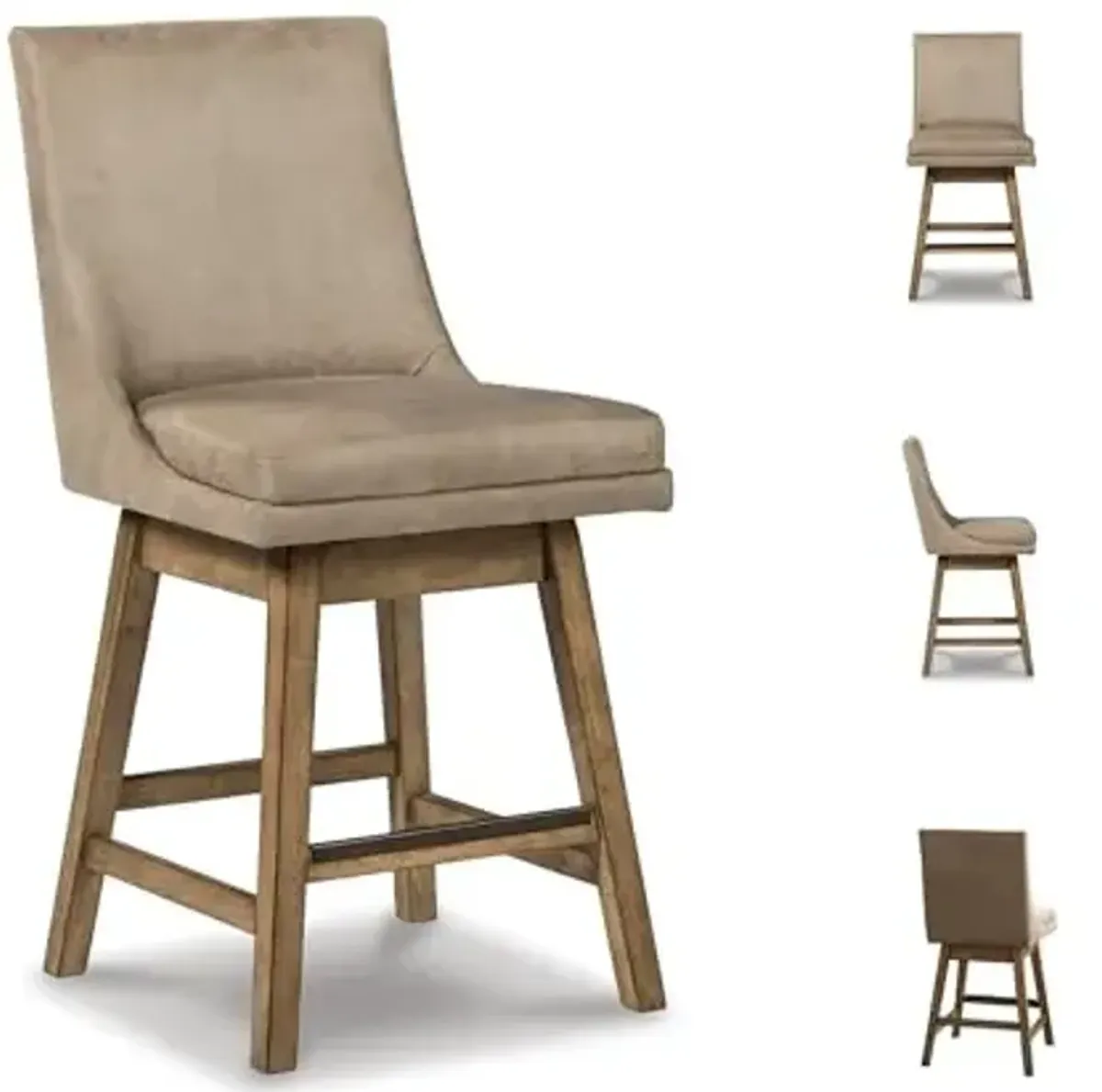 Signature Design by Ashley Tallenger Upholstered Counter Height Barstool, Set of 2, Beige