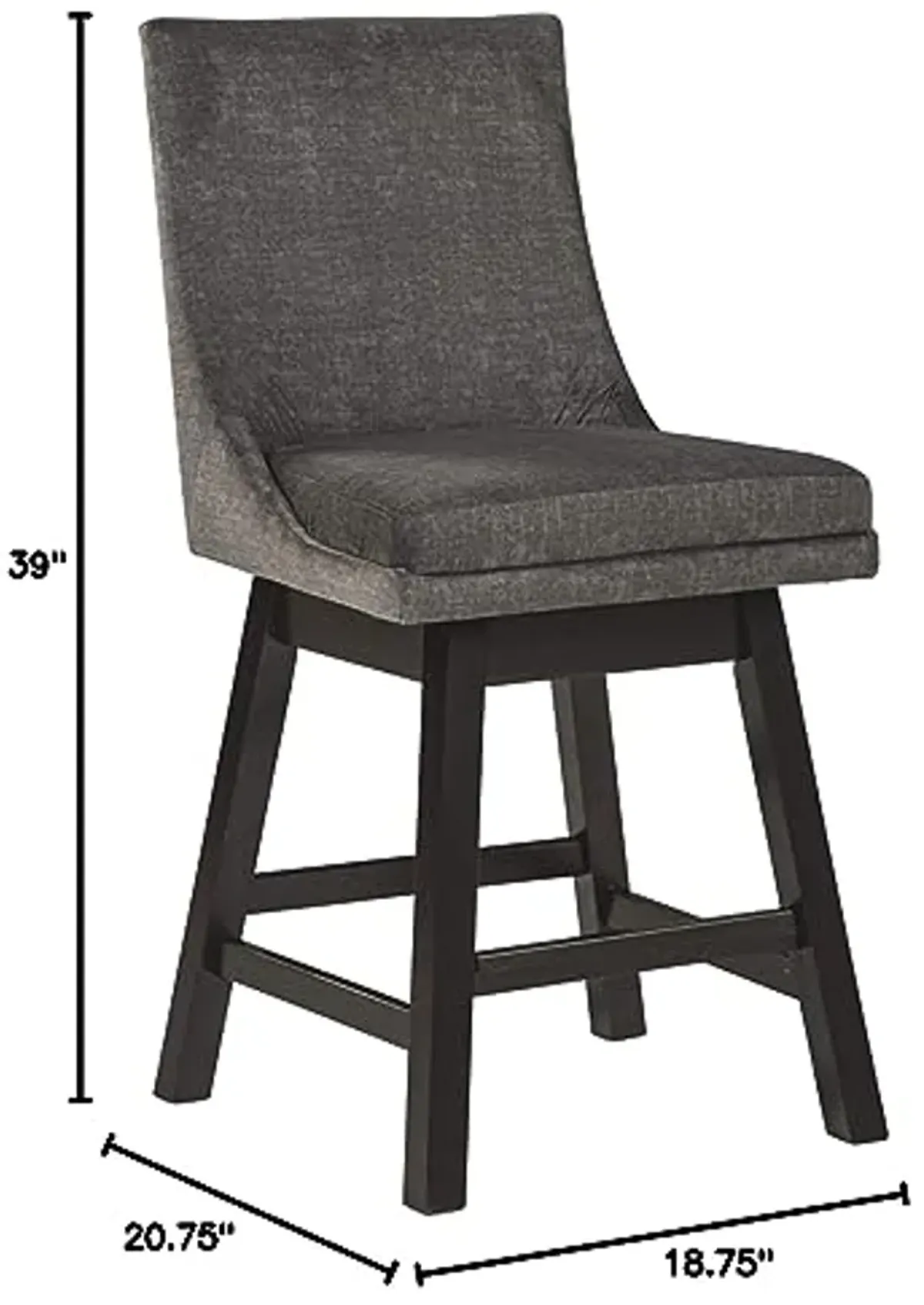 Signature Design by Ashley Tallenger 25" Upholstered Counter Height Barstool, 2 Count, Gray