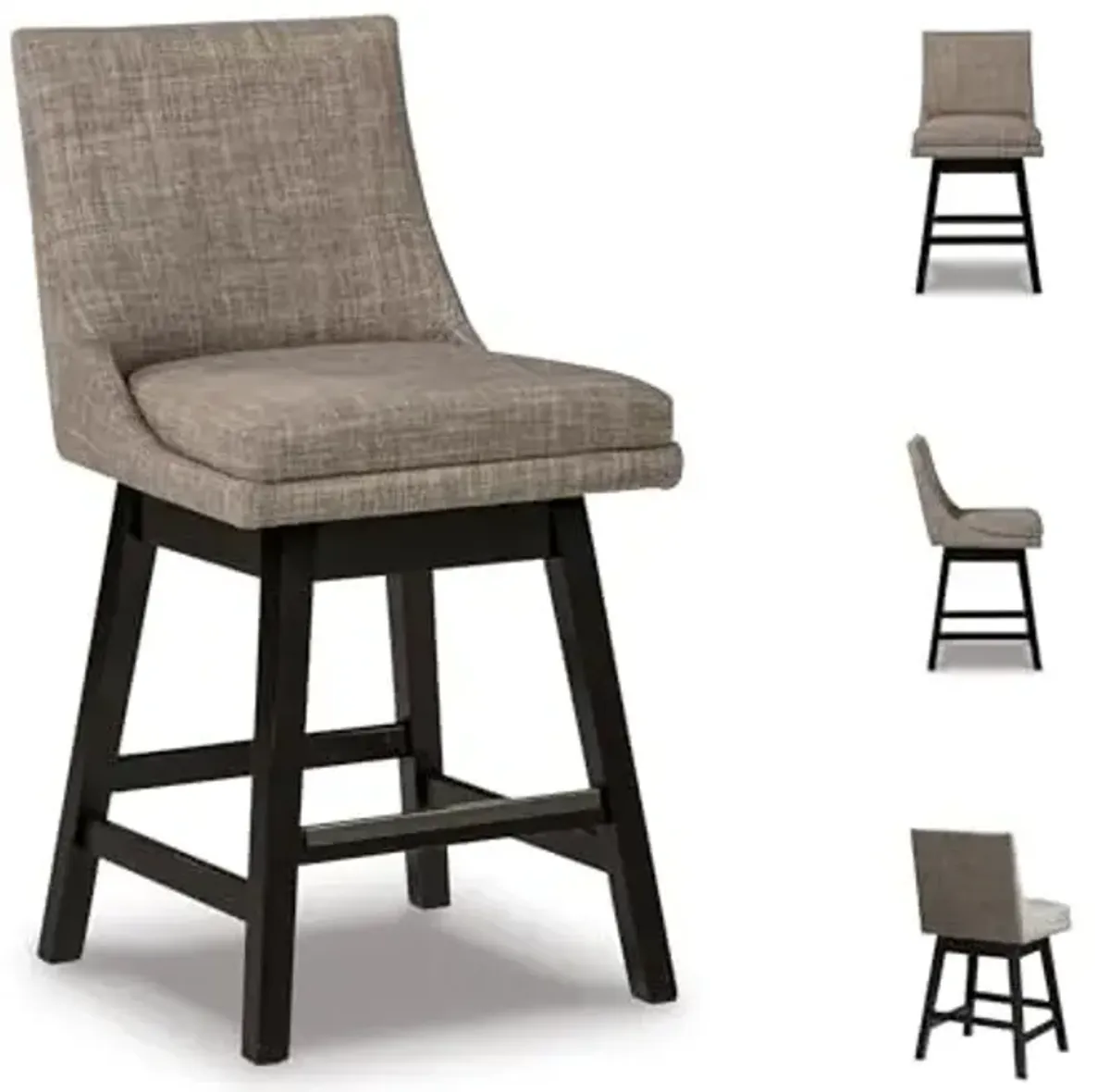 Signature Design by Ashley Tallenger 25" Upholstered Swivel Counter Height Barstool, 2 Count, Light Gray