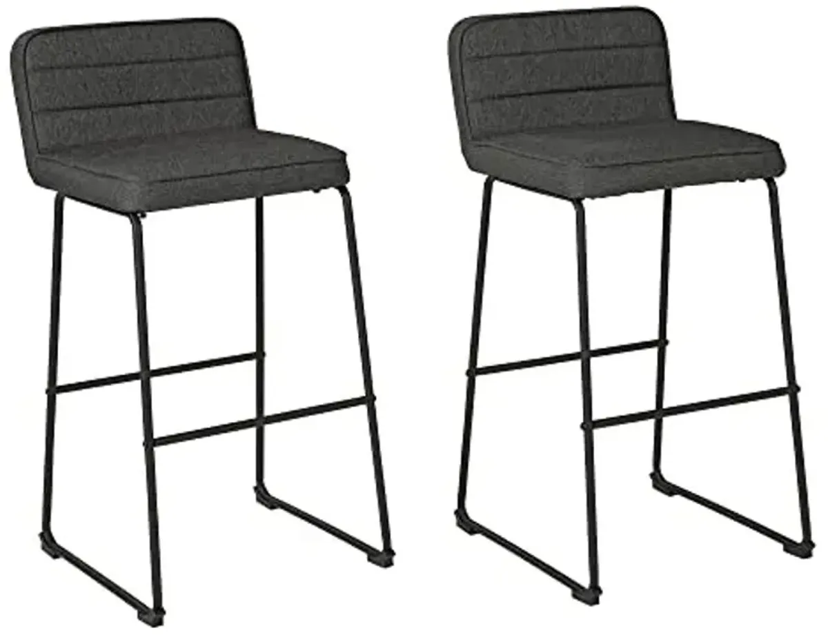 Signature Design by Ashley Nerison Contemporary 31.88" Pub Height Upholstered Barstool,2 Count, Gray