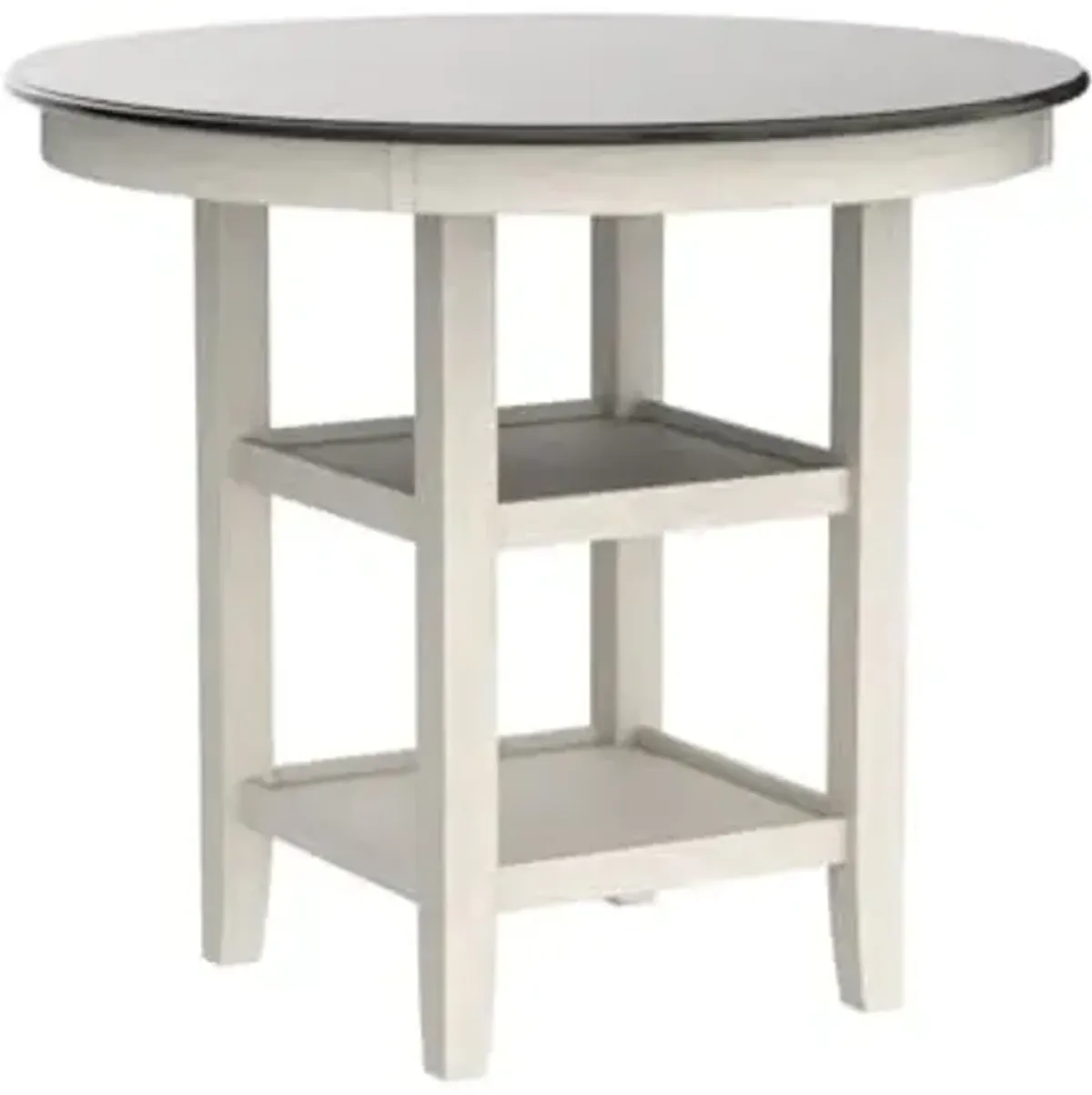 Lexicon 42-Inch Dia. Round Counter Height Table for 4 People, Counter Height Dining Table with Storage Base, Acacia Veneer, Wood Frame, for Home/Kitchen/Dining Room, Brown/Antique White