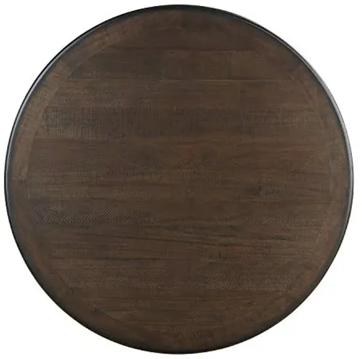 Lexicon Braun 47.5 Dia. Round Dining Table - 30.5" High Round Small Kitchen Table for 2-4, Solid Wood Frame for Small Dining Room, Storage Shelf, Easy Assembly, Brown/Antique White