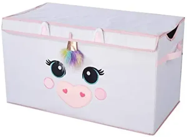 Heritage Kids Poly Canvas Collapsible Toy Storage Trunk, 28" W, Unicorn