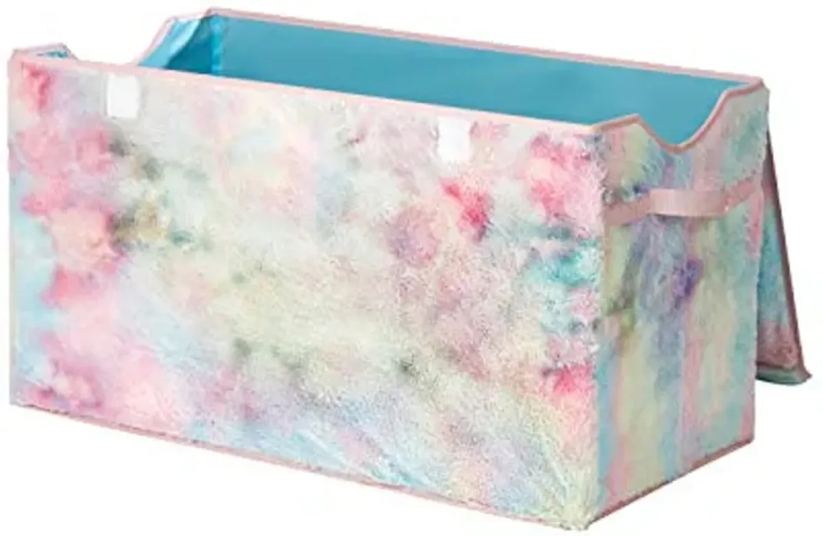 Heritage Kids Sorbet Dream Faux Fur Collapsible Toy Storage Trunk, 28" W, Tie Dye