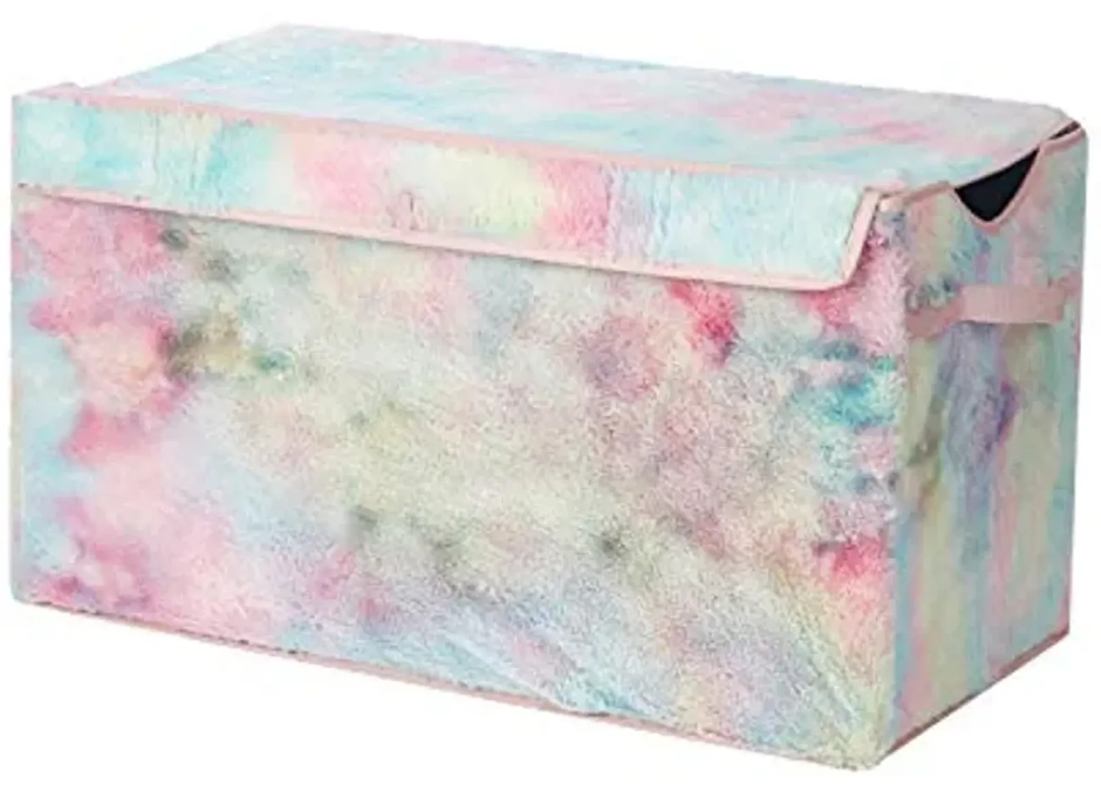 Heritage Kids Sorbet Dream Faux Fur Collapsible Toy Storage Trunk, 28" W, Tie Dye