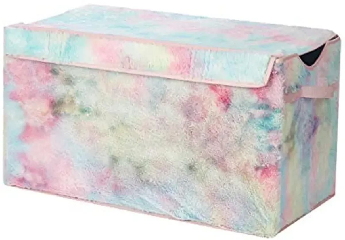 Heritage Kids Sorbet Dream Faux Fur Collapsible Toy Storage Trunk, 28" W, Tie Dye