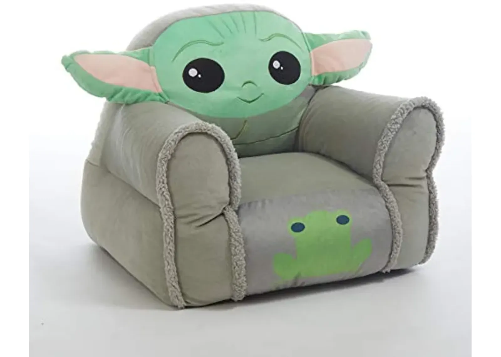 Idea Nuova Figural Mink with Sherpa Trim Bean Bag Chair for Toddlers and Kids, Star Wars Grogu