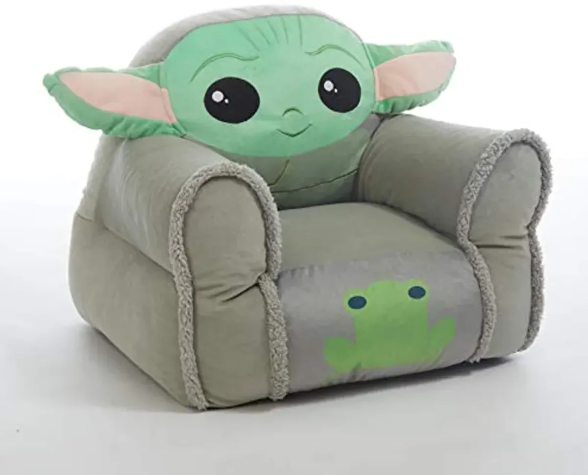 Idea Nuova Figural Mink with Sherpa Trim Bean Bag Chair for Toddlers and Kids, Star Wars Grogu