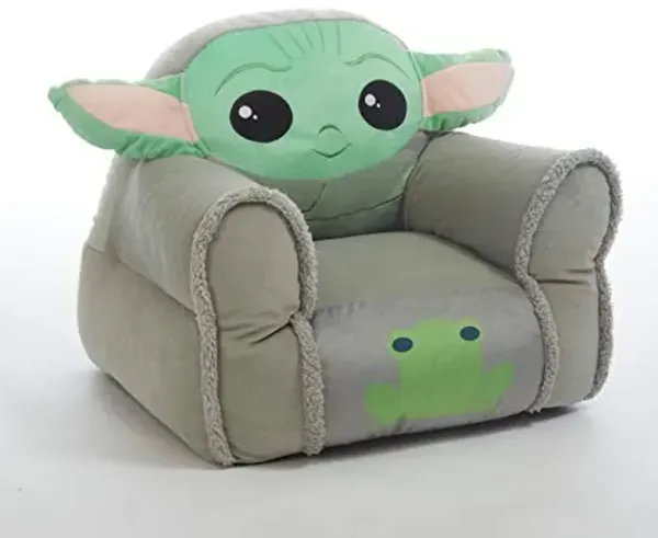 Idea Nuova Figural Mink with Sherpa Trim Bean Bag Chair for Toddlers and Kids, Star Wars Grogu