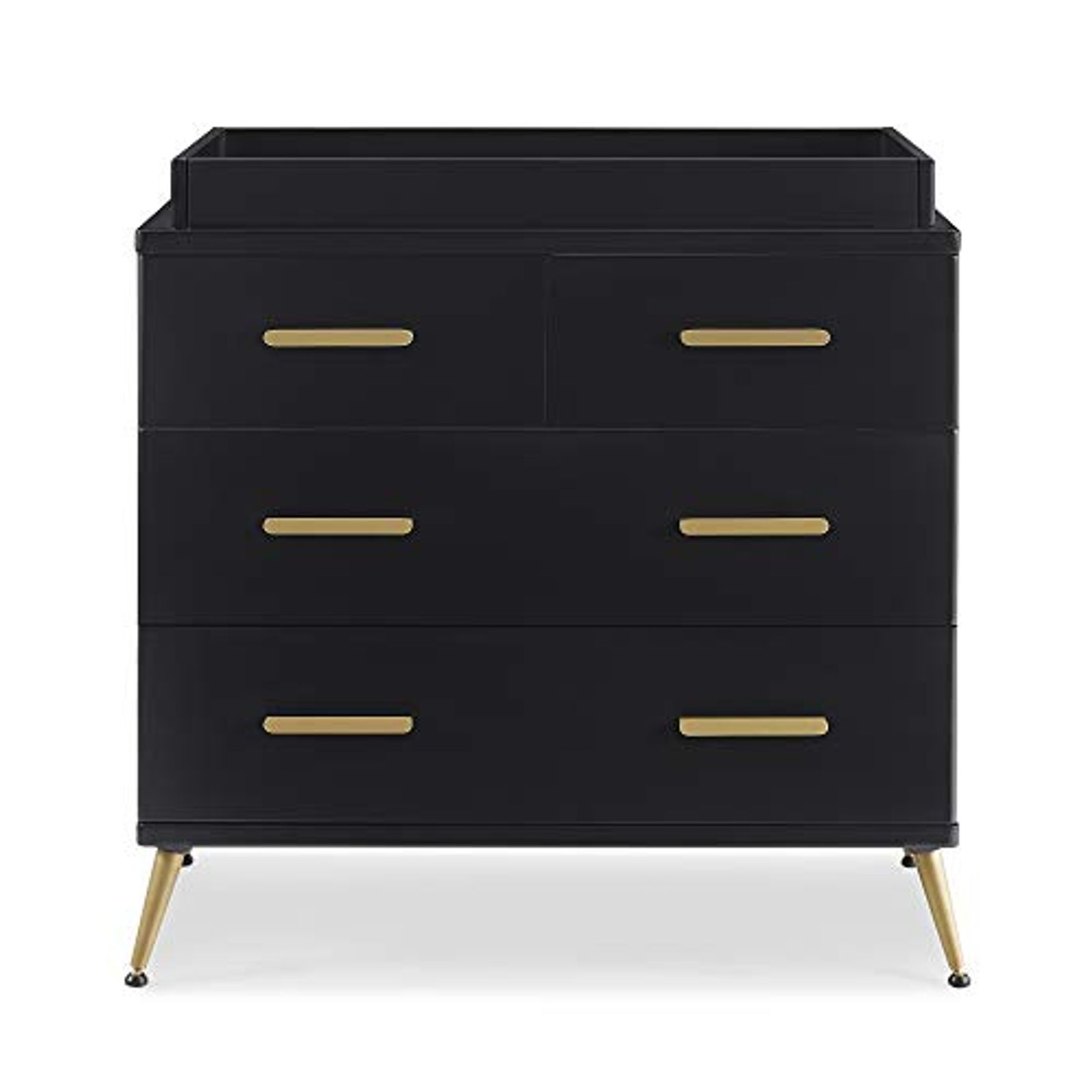 Delta Children Sloane 4 Drawer Dresser with Changing Top, Greenguard Gold Certified, Black/Melted Bronze