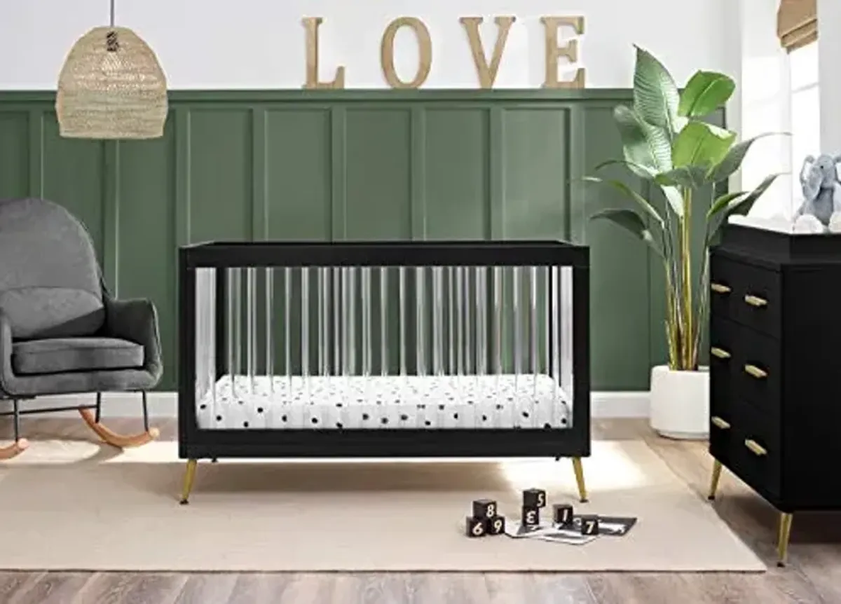 Delta Children Sloane 4-in-1 Acrylic Convertible Crib - Includes Conversion Rails, Black w/Melted Bronze