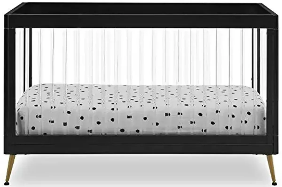 Delta Children Sloane 4-in-1 Acrylic Convertible Crib - Includes Conversion Rails, Black w/Melted Bronze