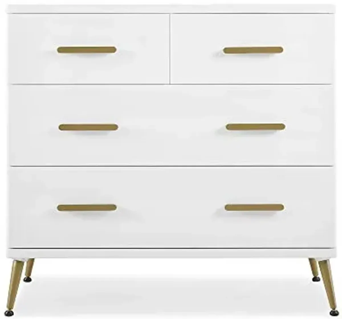 Delta Children Sloane 4 Drawer Dresser with Changing Top, Bianca White w/Melted Bronze