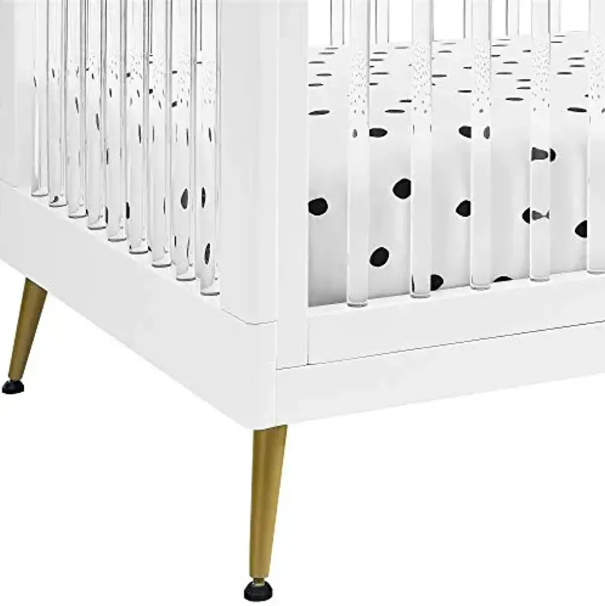 Delta Children Sloane 4-in-1 Acrylic Convertible Crib - Includes Conversion Rails, Bianca White w/Melted Bronze