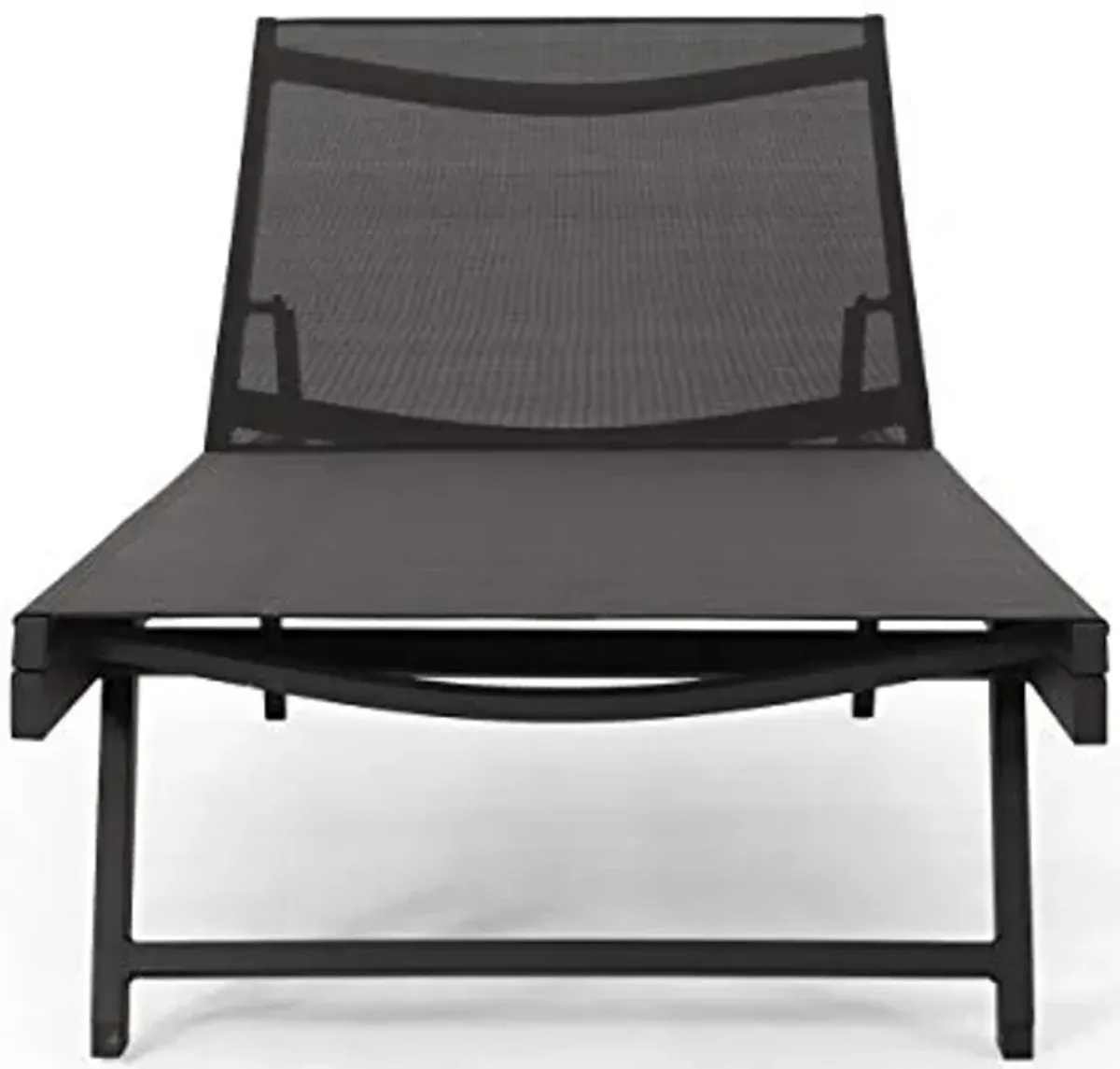 Christopher Knight Home Martin Outdoor Aluminum Chaise Lounge with Mesh Seating (Set of 2), Black and Dark Gray