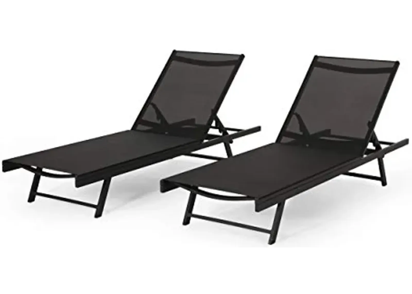 Christopher Knight Home Martin Outdoor Aluminum Chaise Lounge with Mesh Seating (Set of 2), Black and Dark Gray