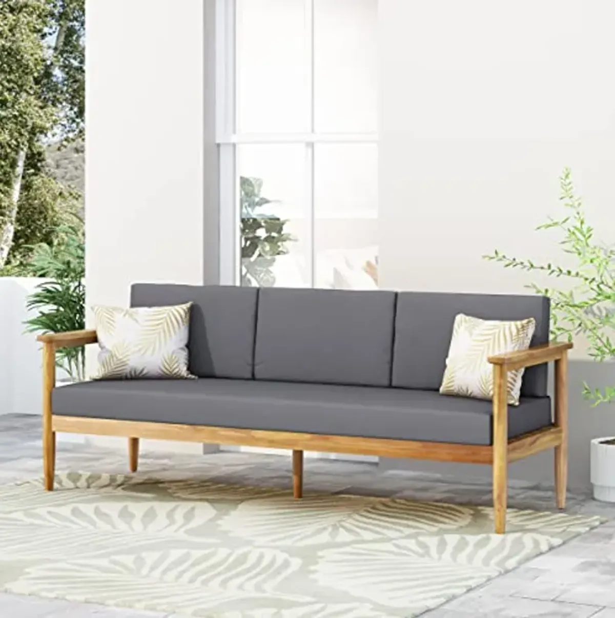 Christopher Knight Home Sofa, Dark Gray + Teak