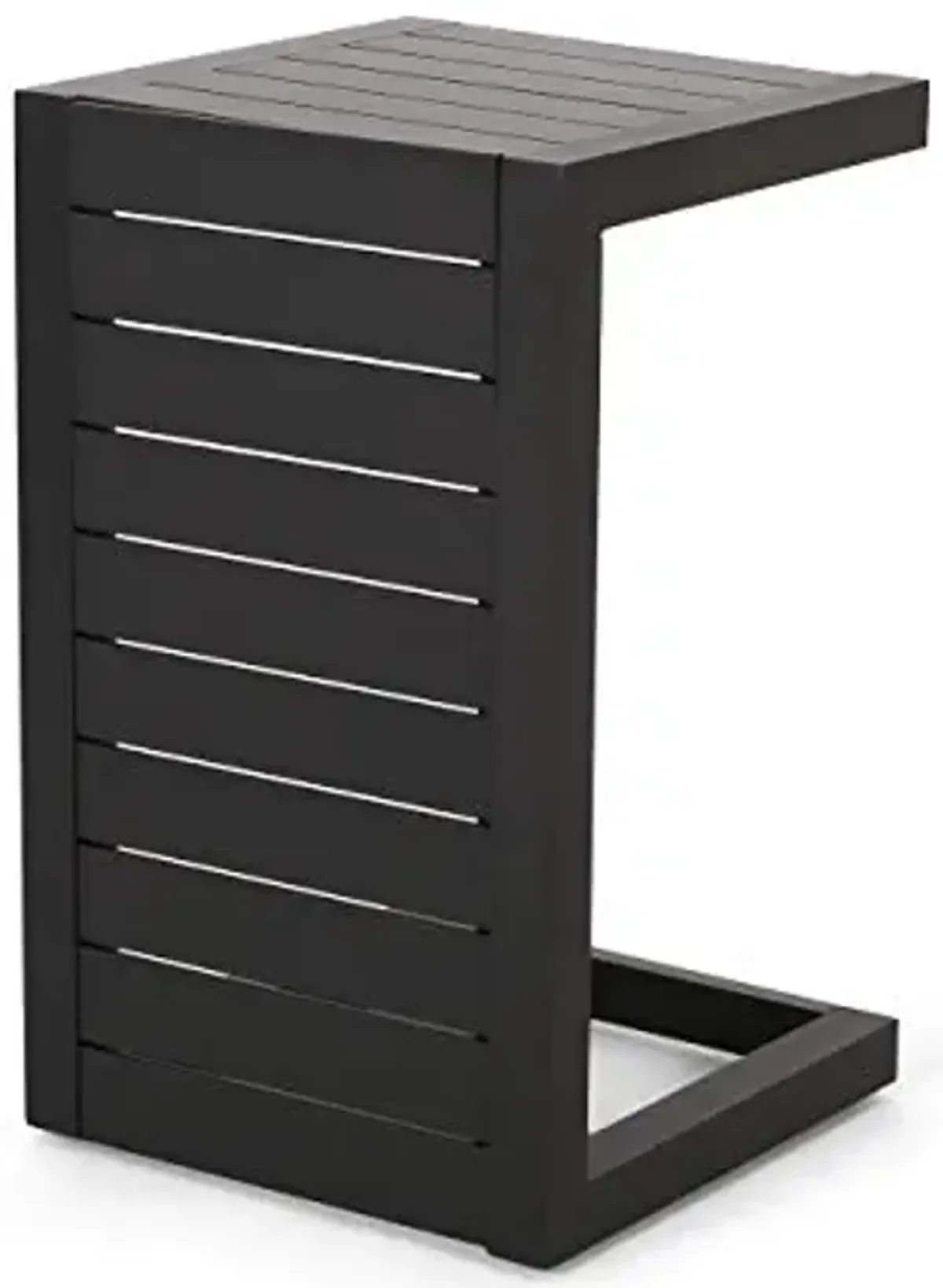 Christopher Knight Home Jesse Coral Outdoor Modern Aluminum C-Shaped End Table, Matte Black