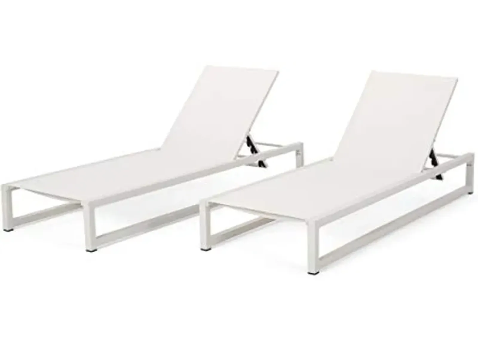 Christopher Knight Home Jerome Outdoor Aluminum Chaise Lounge with Mesh Seating (Set of 2), White