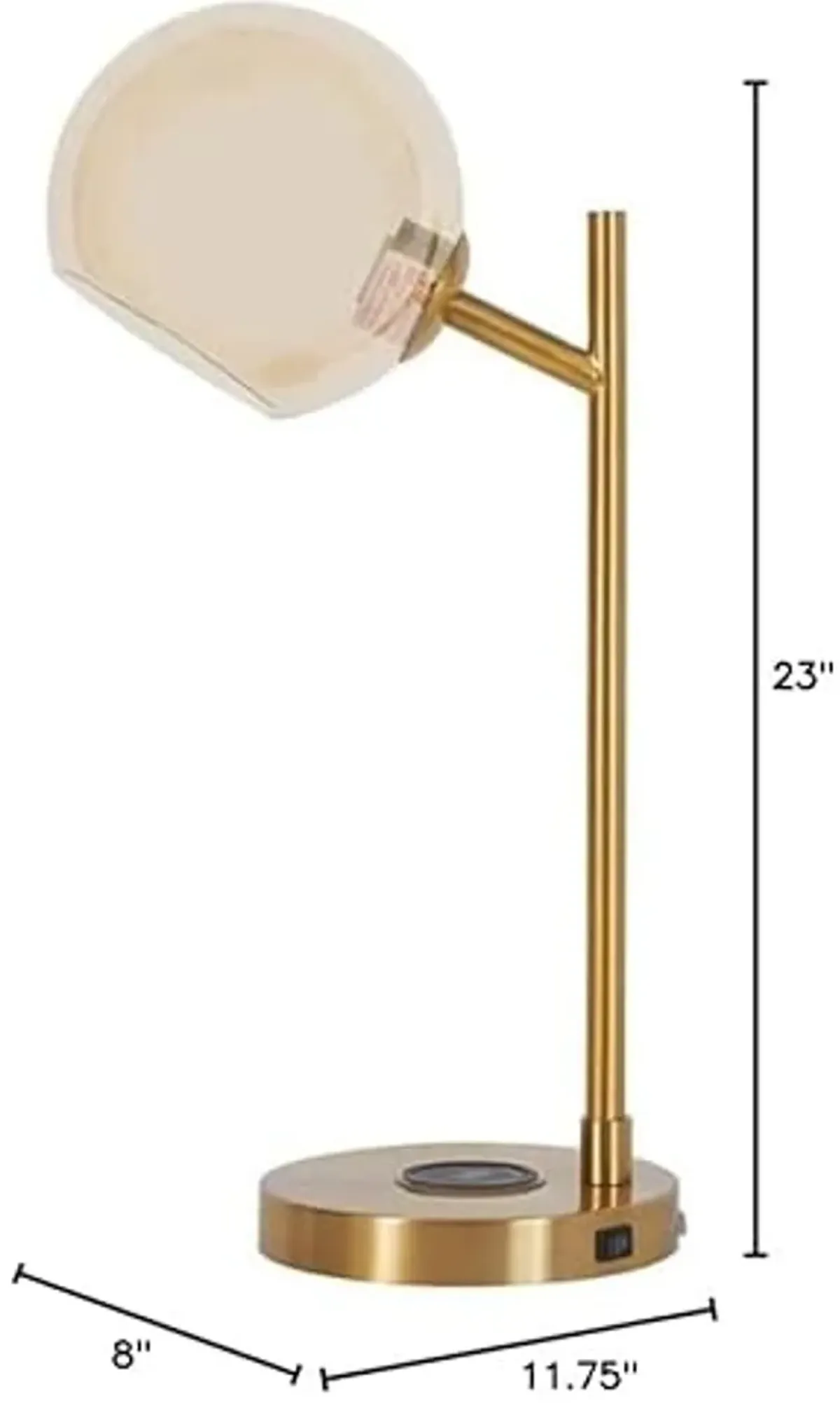 Signature Design by Ashley Abanson 23.25" Metal Desk Lamp with Wireless Charger & USB Port, Gold