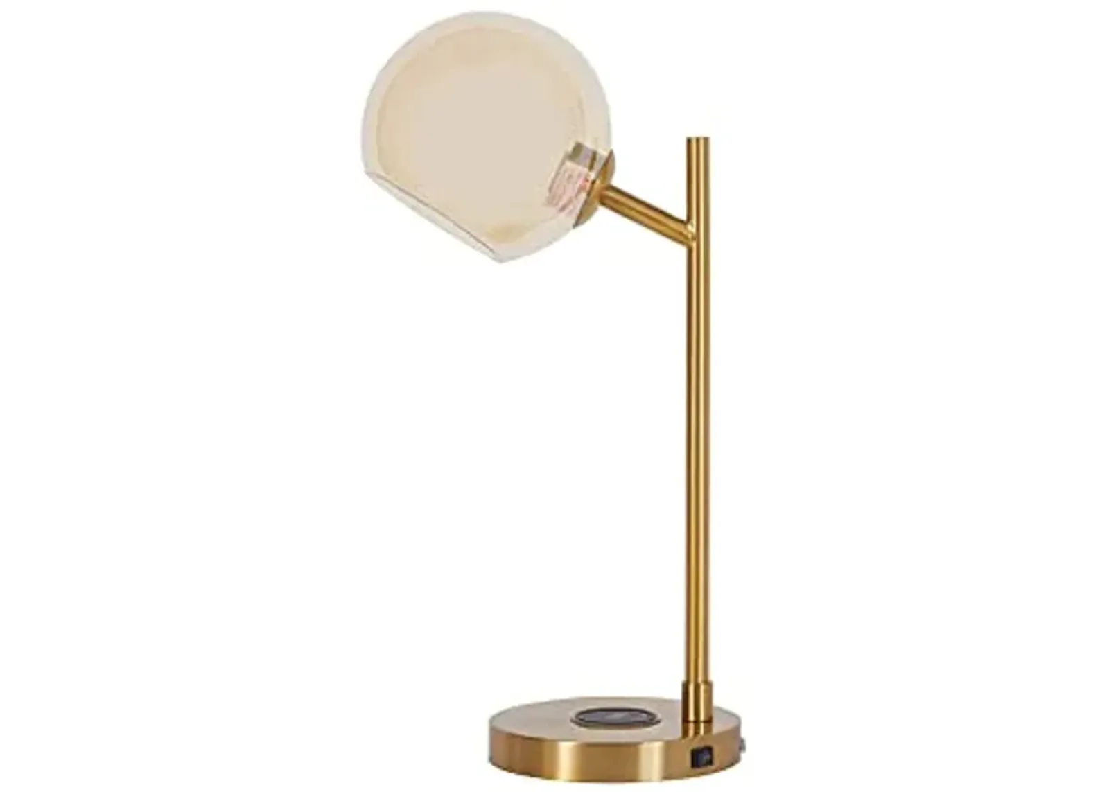 Signature Design by Ashley Abanson 23.25" Metal Desk Lamp with Wireless Charger & USB Port, Gold