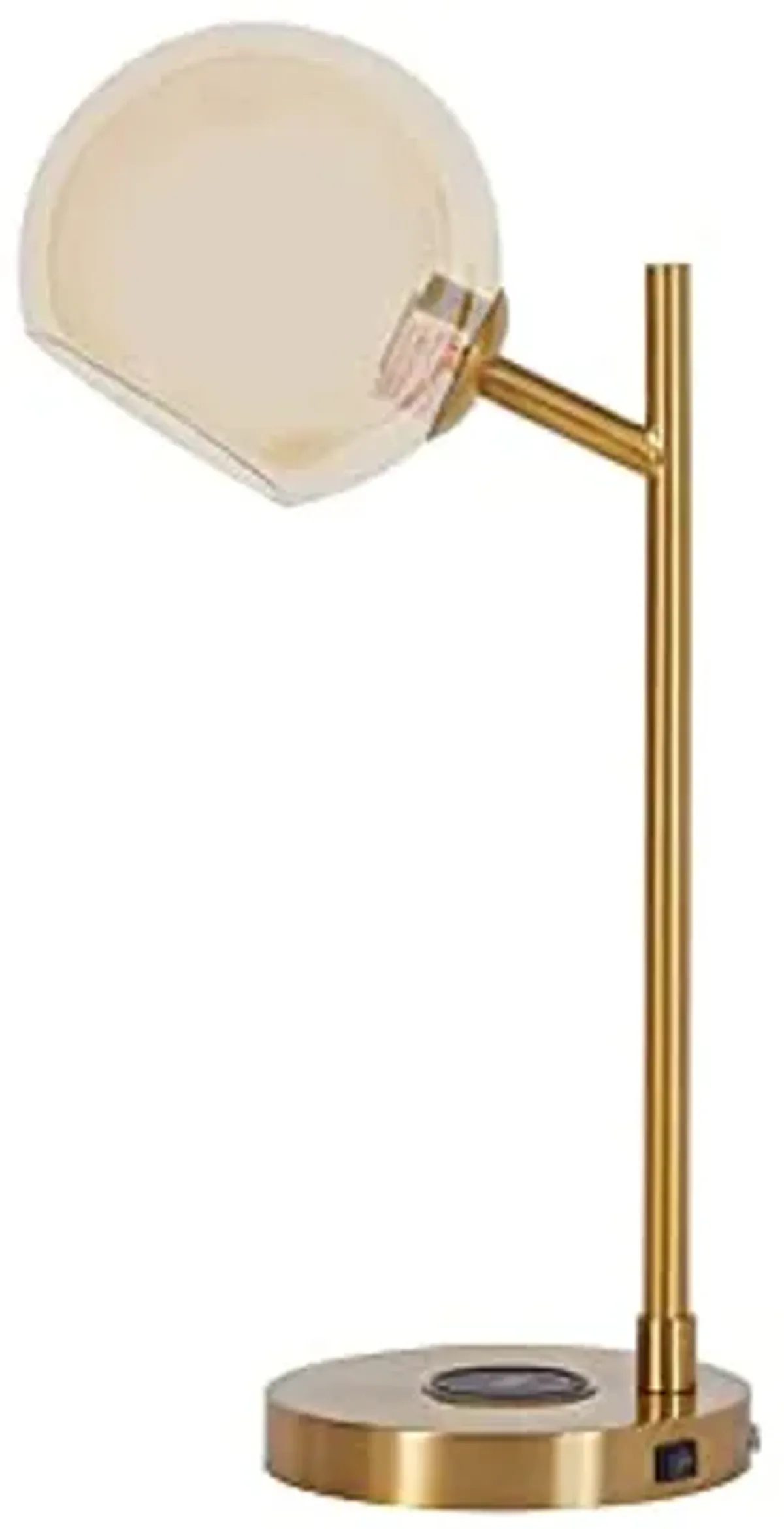 Signature Design by Ashley Abanson 23.25" Metal Desk Lamp with Wireless Charger & USB Port, Gold