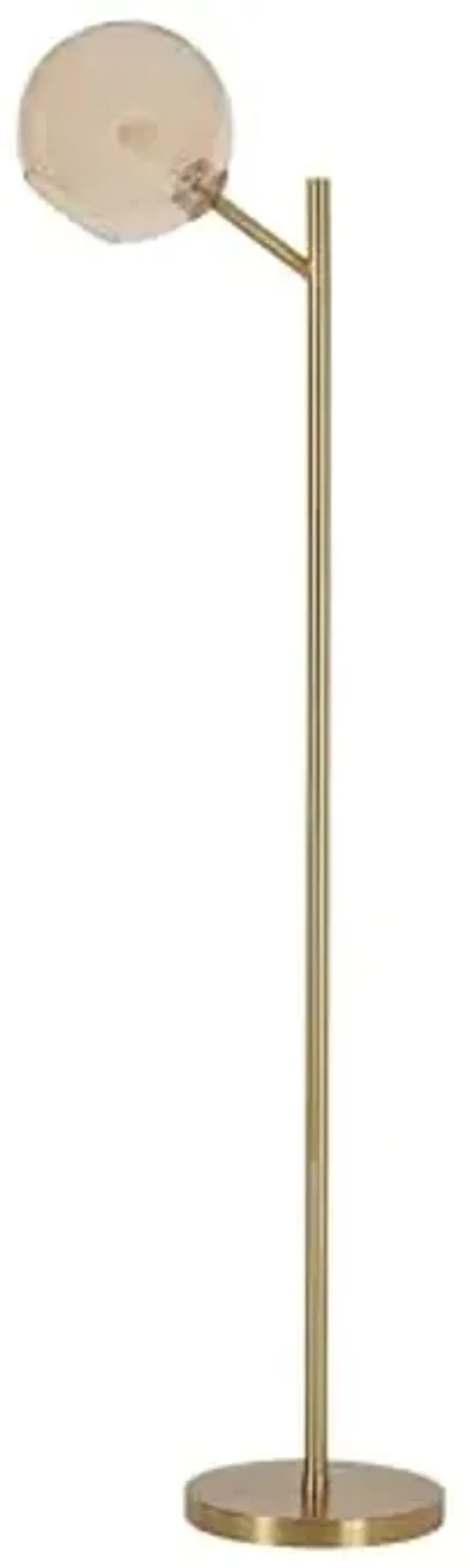 Signature Design by Ashley Abanson Contemporary 62.5" Floor Lamp with Glass Shade and On/Off Foot Switch, Gold