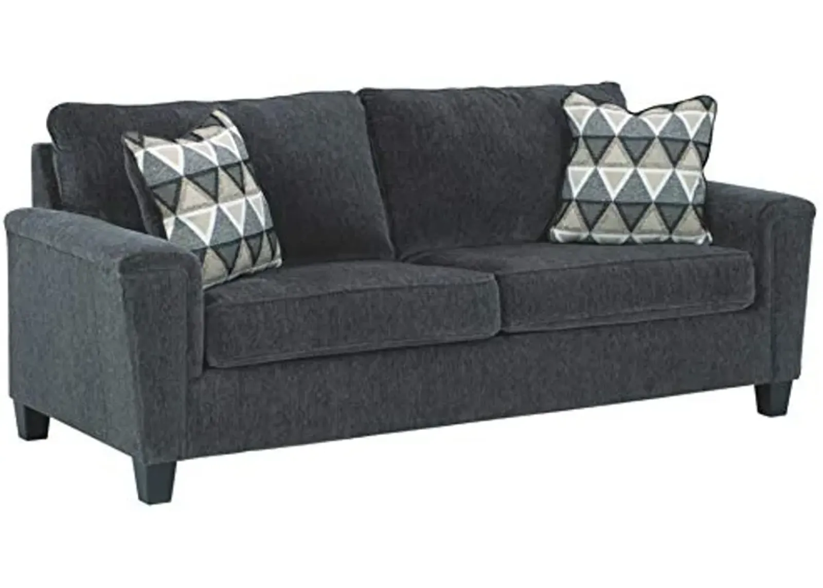 Signature Design by Ashley Abinger Chenille Contemporary Sofa with 2 Accent Pillows, Dark Gray