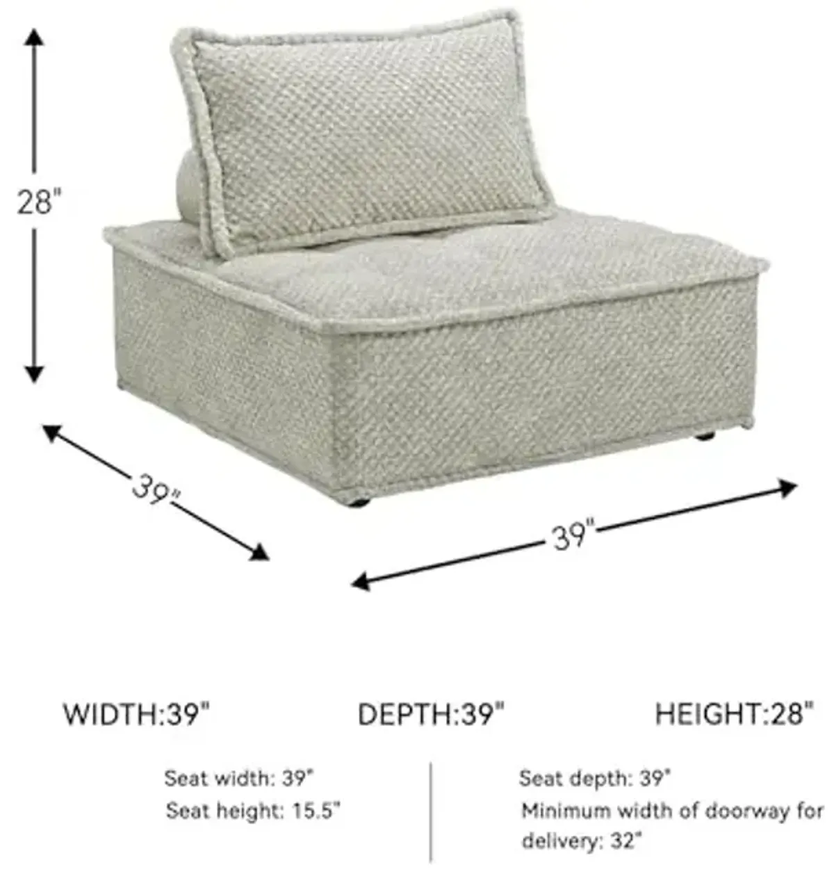Signature Design by Ashley Bales Low Profile Floor Seating Accent Chair, Gray
