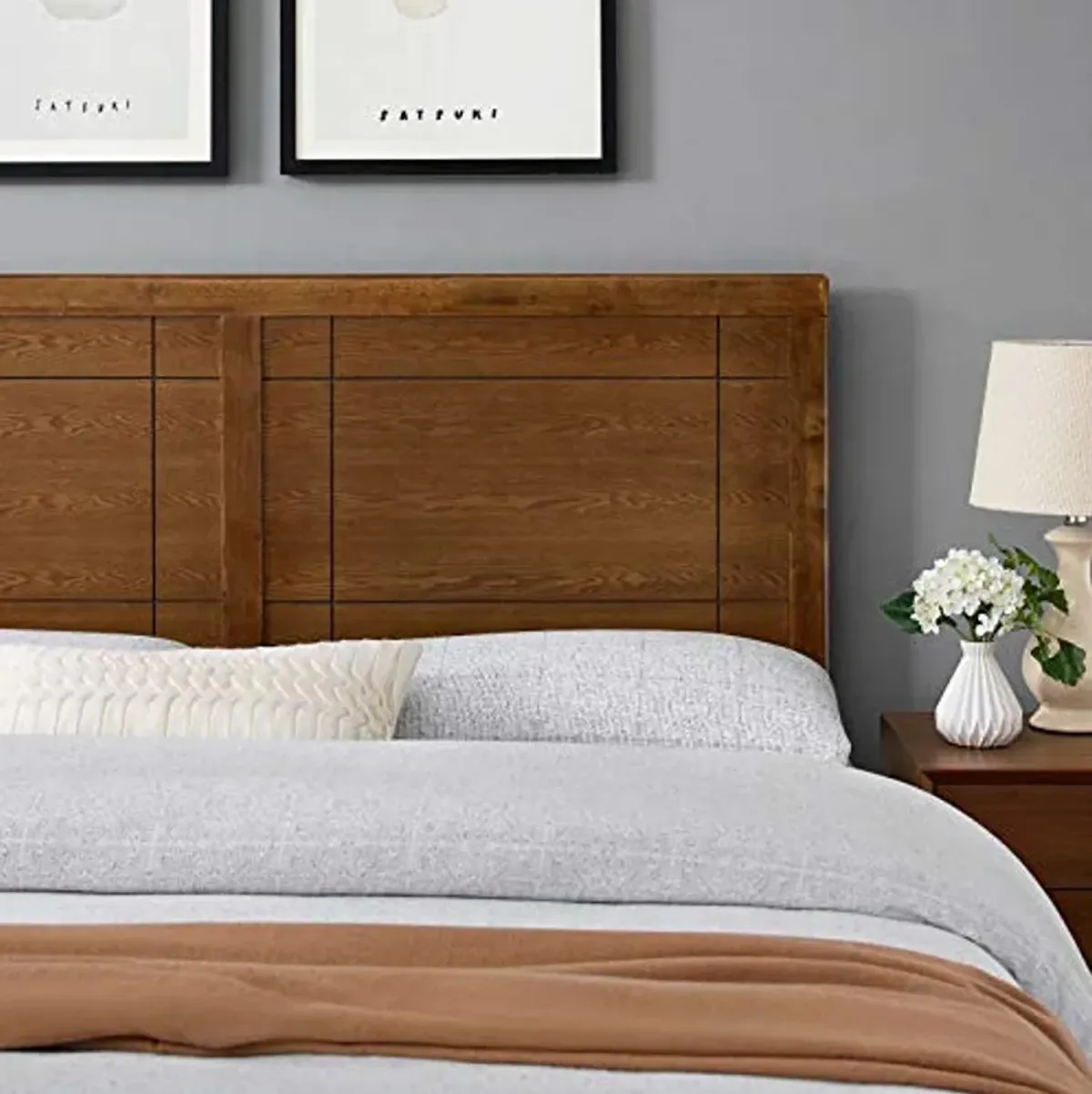 Modway Archie Queen Wood Headboard in Walnut