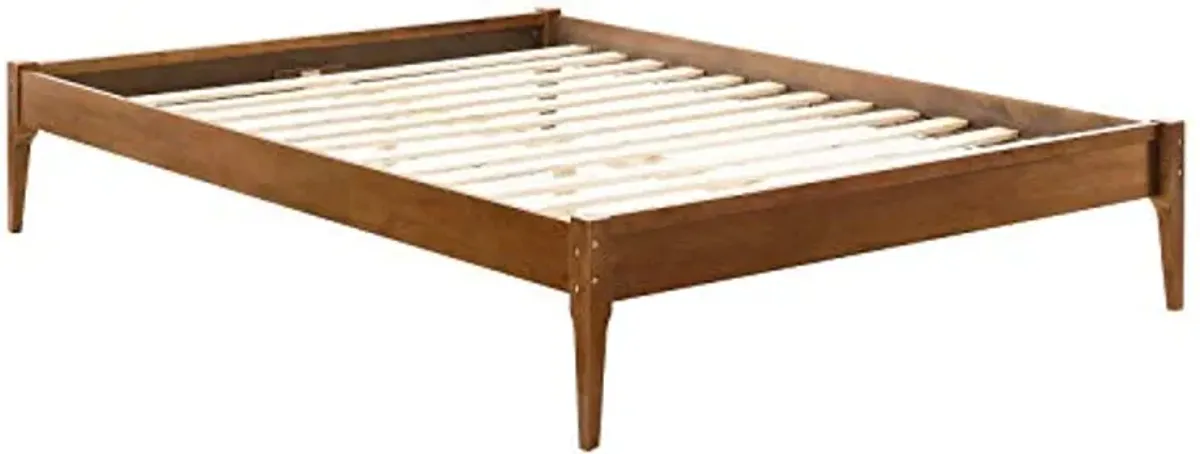 Modway MOD-6245-WAL June Full Wood Platform Bed Frame, Walnut