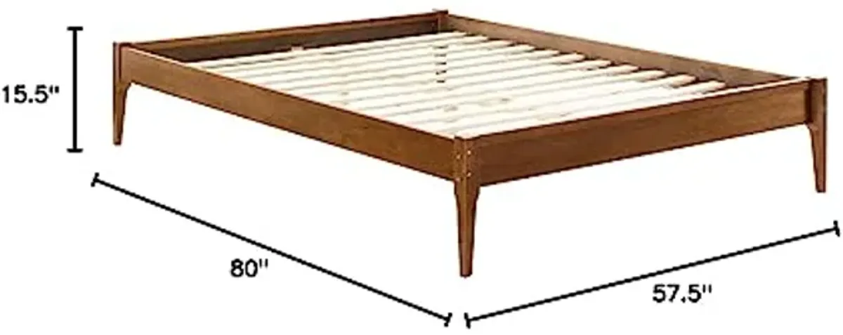 Modway MOD-6245-WAL June Full Wood Platform Bed Frame, Walnut