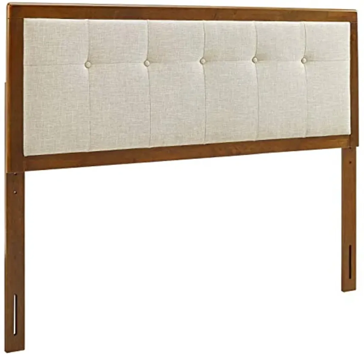 Modway Draper Tufted Full Fabric and Wood Headboard in Walnut Beige