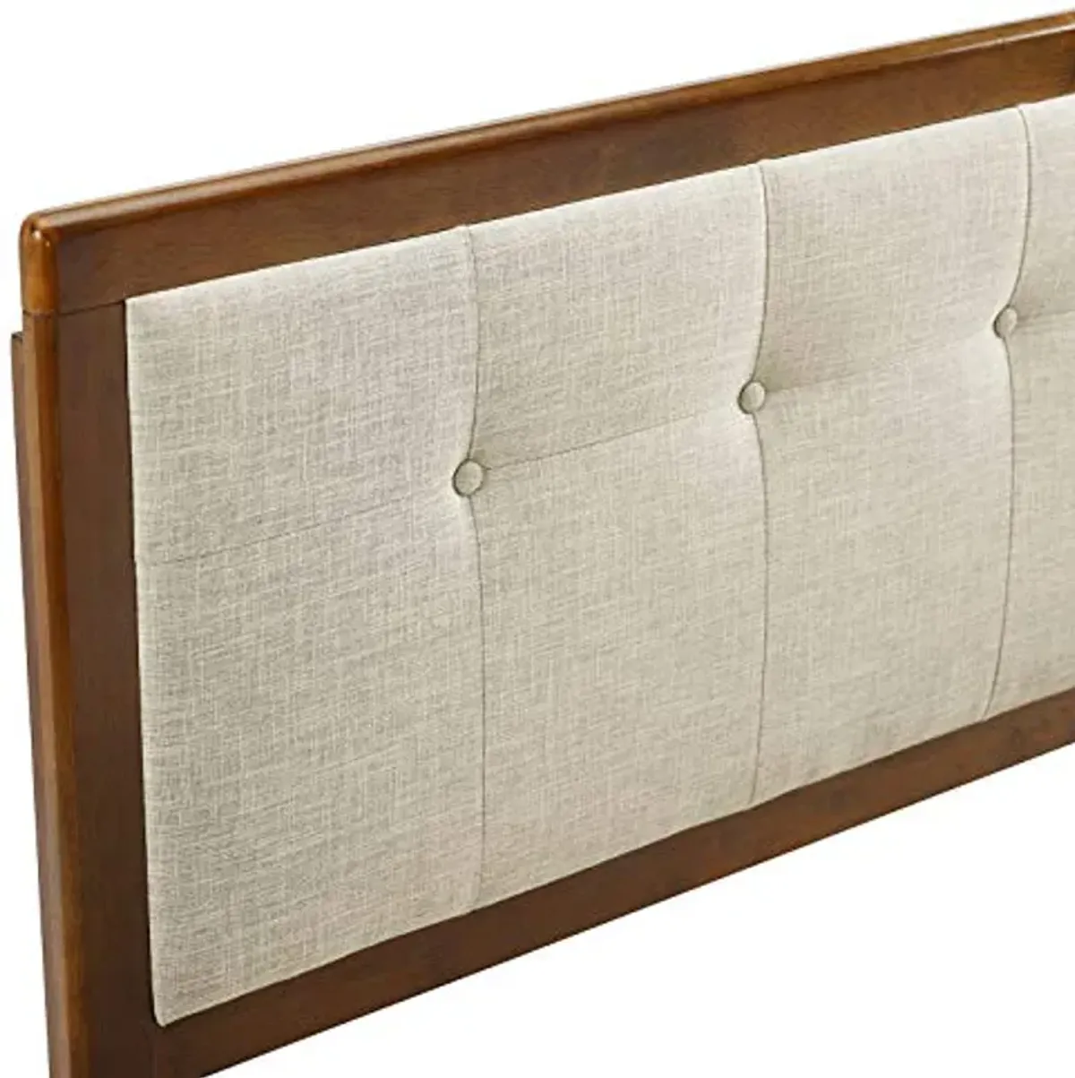 Modway Draper Tufted Full Fabric and Wood Headboard in Walnut Beige