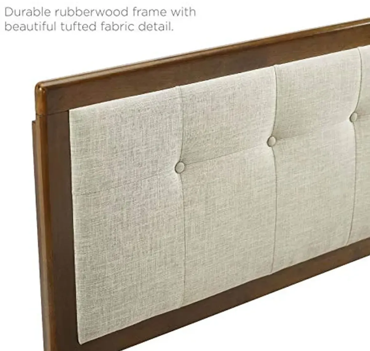 Modway Draper Tufted Full Fabric and Wood Headboard in Walnut Beige