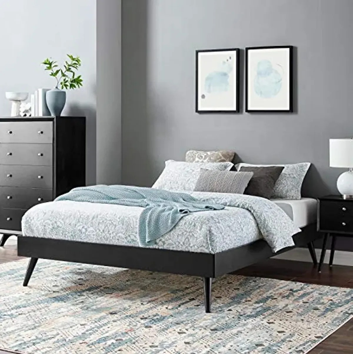 Modway Margo King Wood Platform Bed Frame in Black