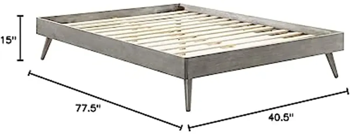 Margo Twin Wood Platform Bed Frame in Gray