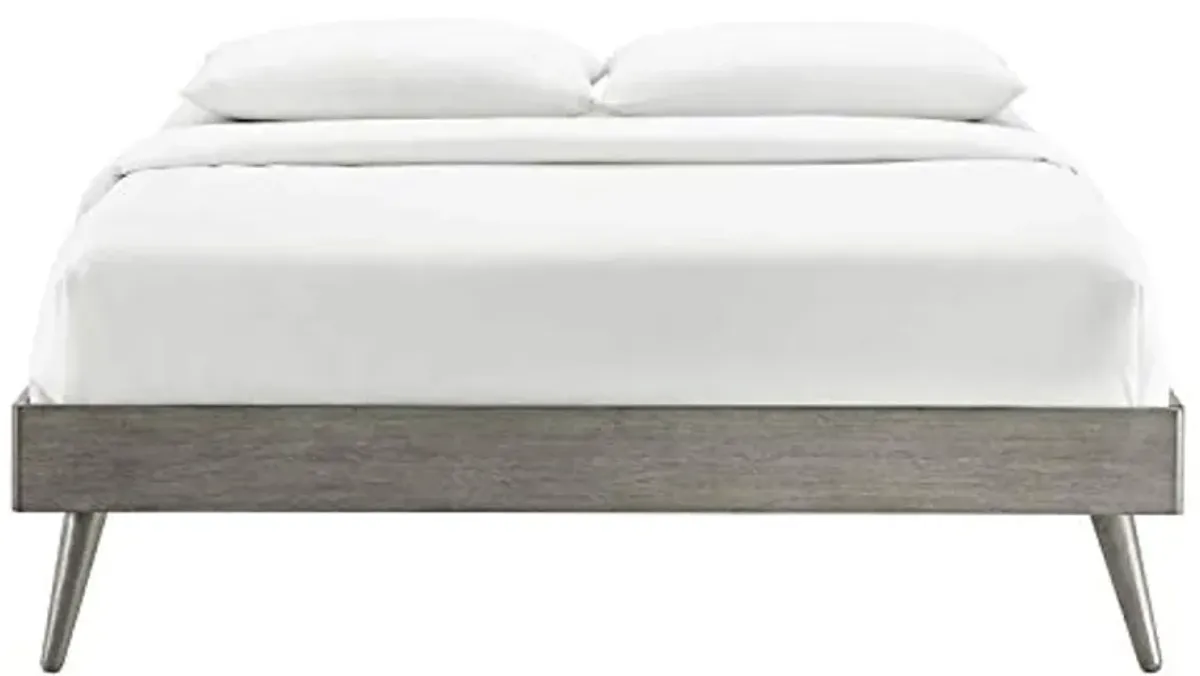 Margo Twin Wood Platform Bed Frame in Gray