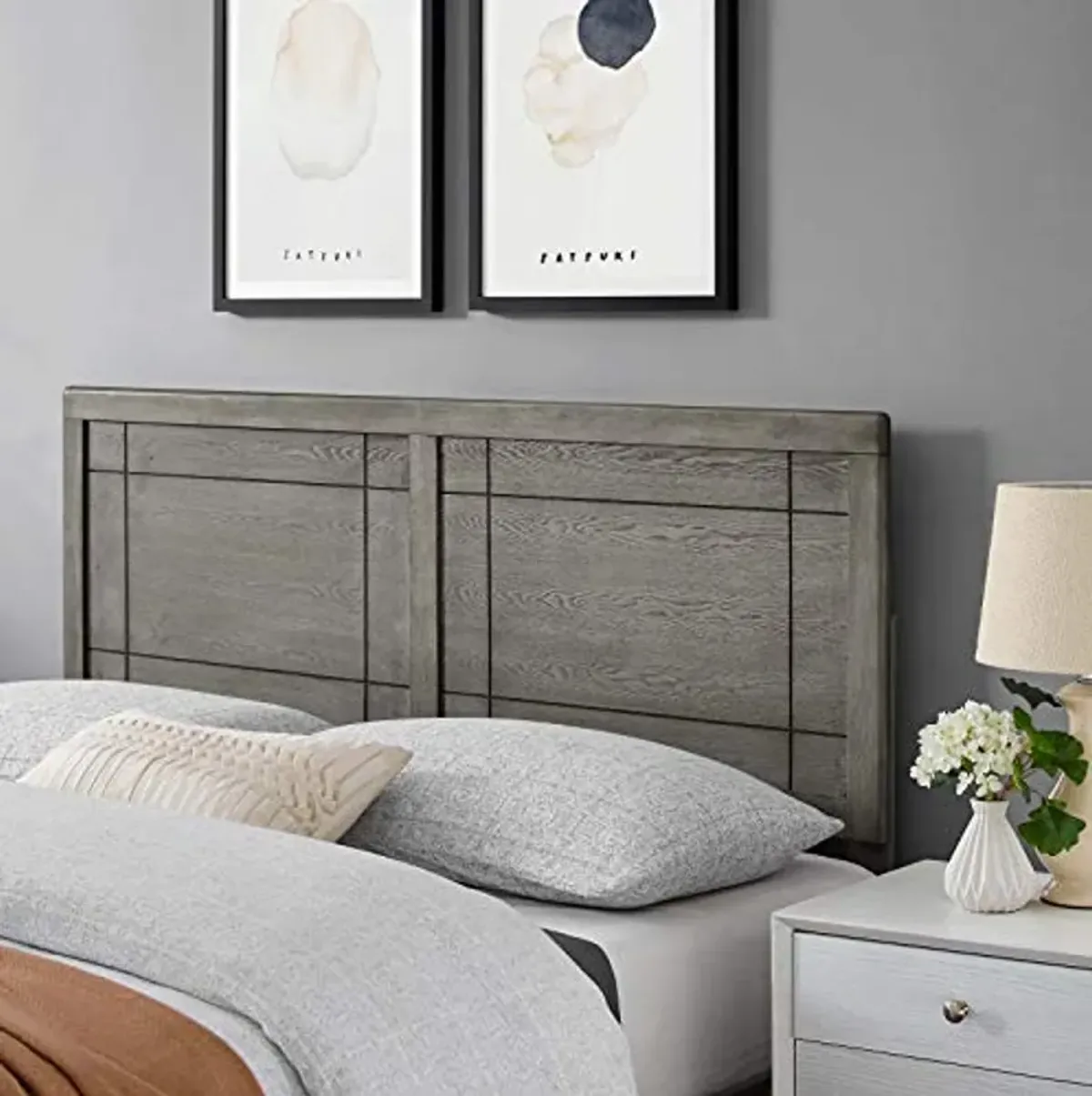 Modway Archie Queen Wood Headboard in Gray