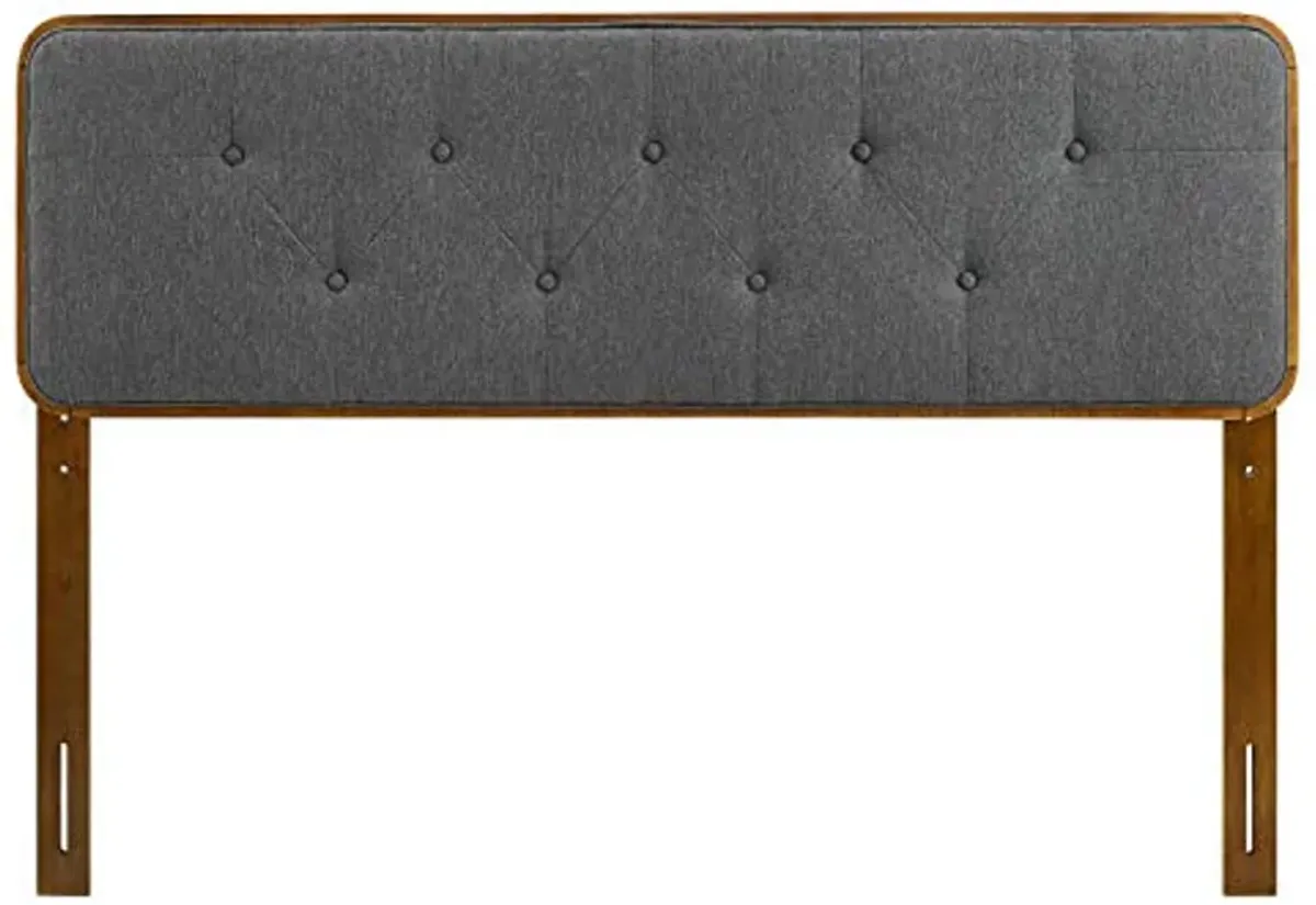 Modway Collins Tufted Twin Fabric and Wood Headboard in Walnut Charcoal