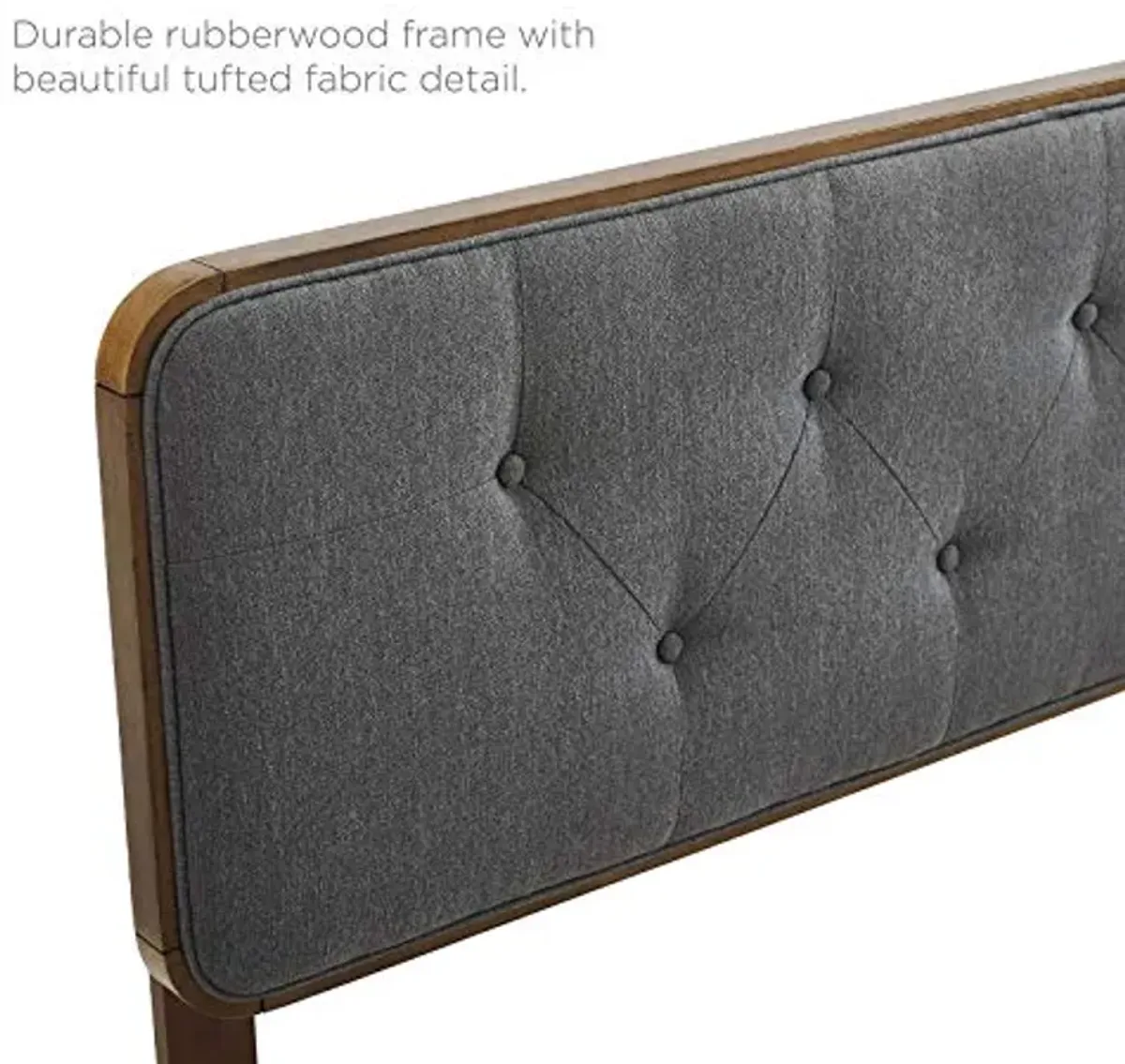 Modway Collins Tufted Twin Fabric and Wood Headboard in Walnut Charcoal