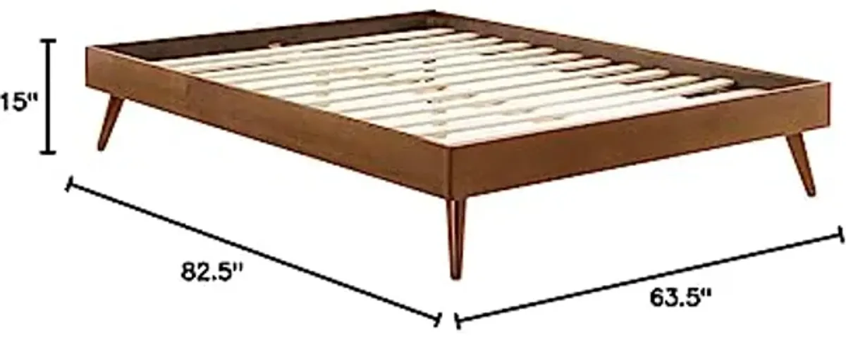 Modway Margo Queen Wood Platform Bed Frame in Walnut