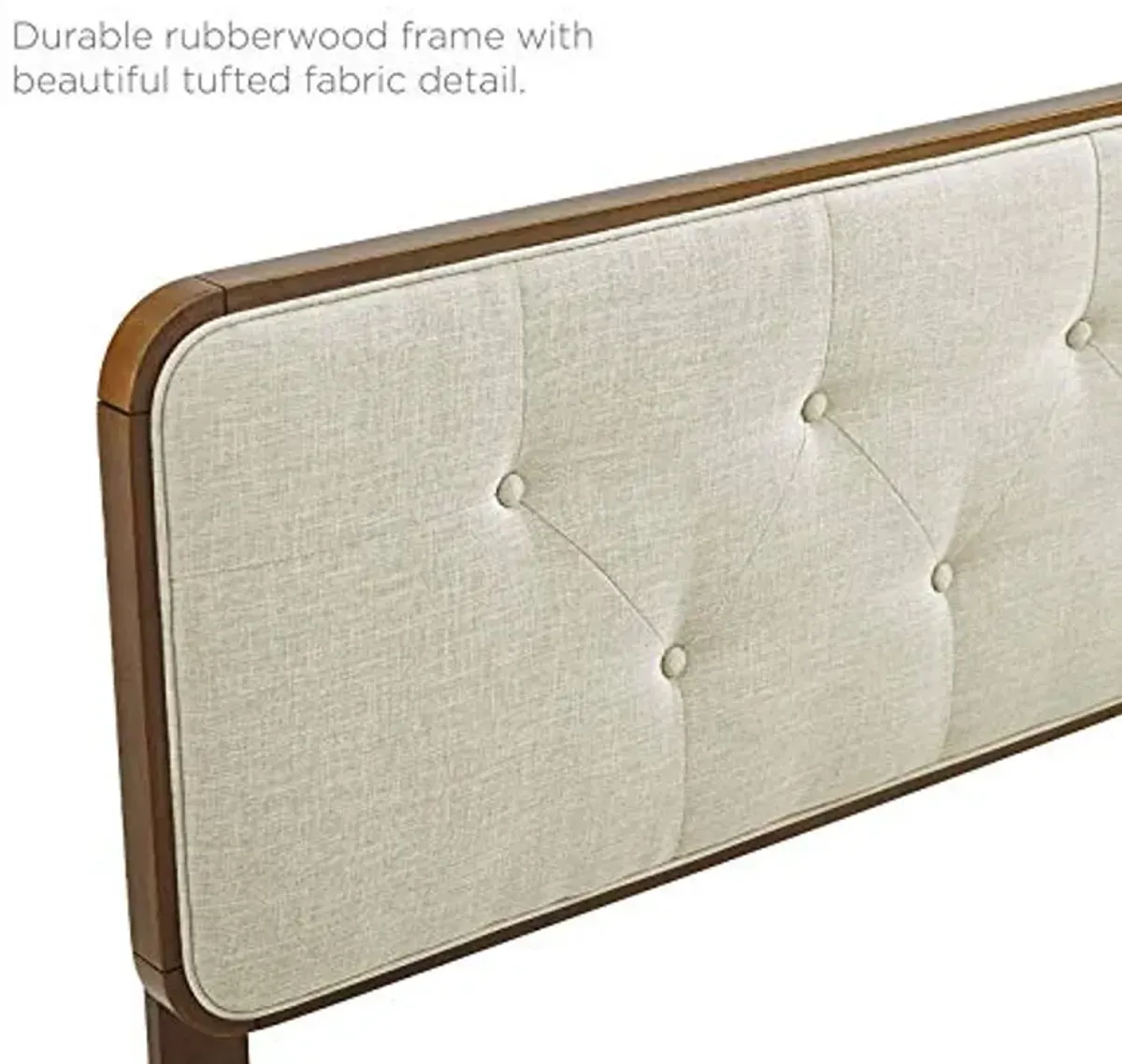 Modway Collins Tufted Twin Fabric and Wood Headboard in Walnut Beige