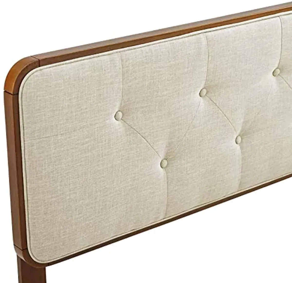 Modway Collins Tufted Twin Fabric and Wood Headboard in Walnut Beige