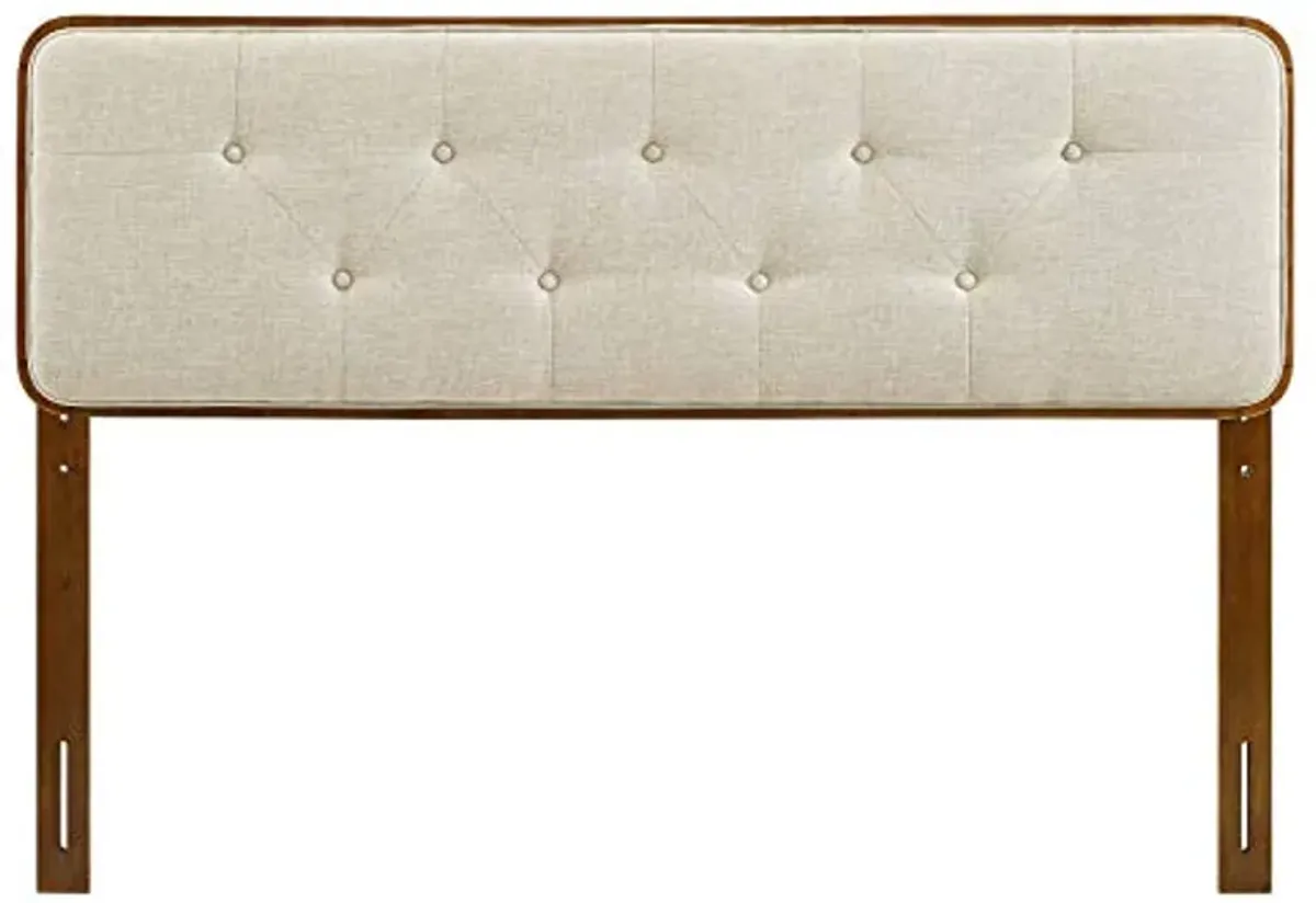 Modway Collins Tufted Twin Fabric and Wood Headboard in Walnut Beige