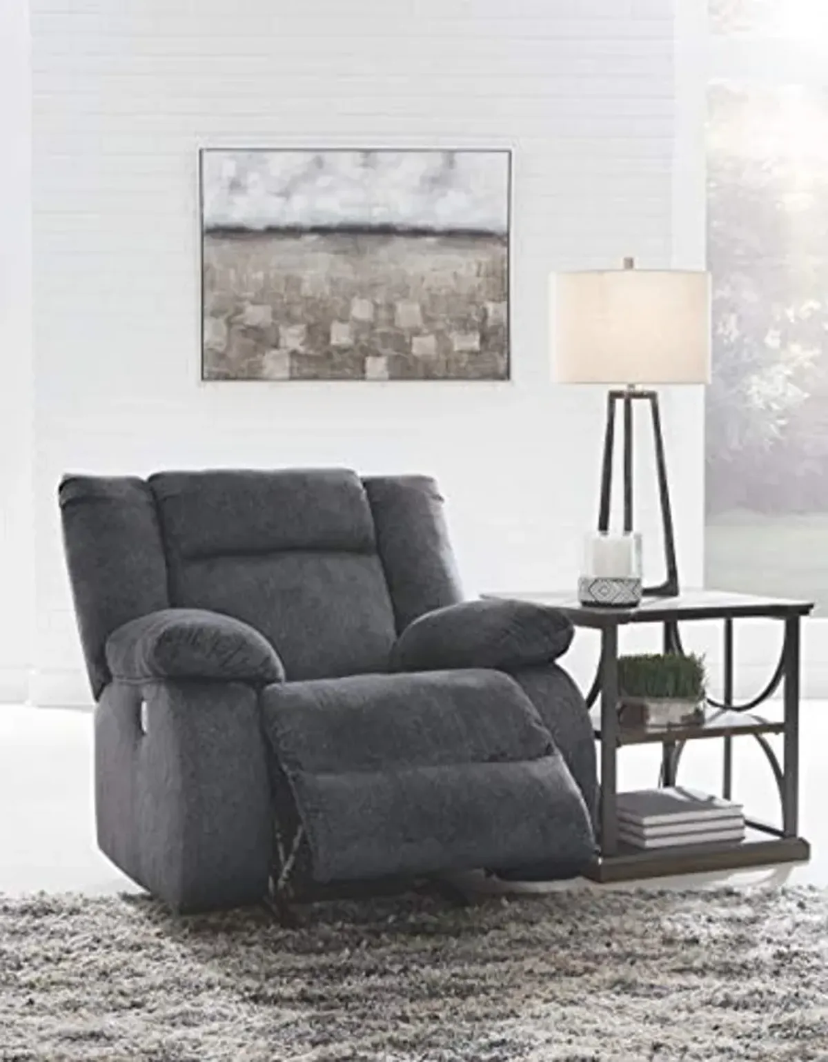 Signature Design by Ashley Burkner Adjustable Power Rocker Recliner with USB Charging, Gray