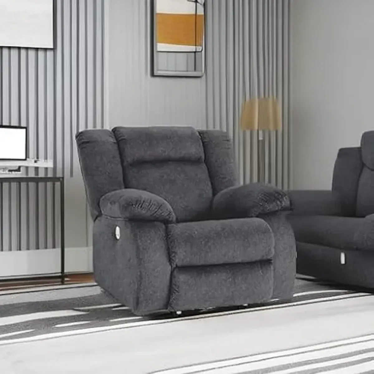 Signature Design by Ashley Burkner Adjustable Power Rocker Recliner with USB Charging, Gray