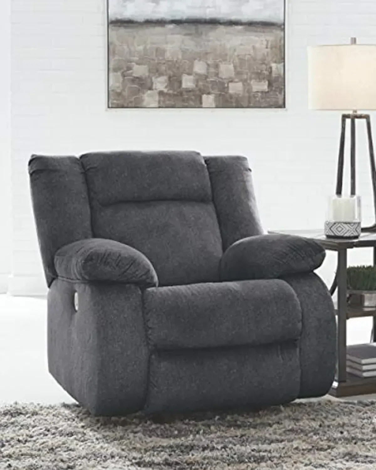 Signature Design by Ashley Burkner Adjustable Power Rocker Recliner with USB Charging, Gray