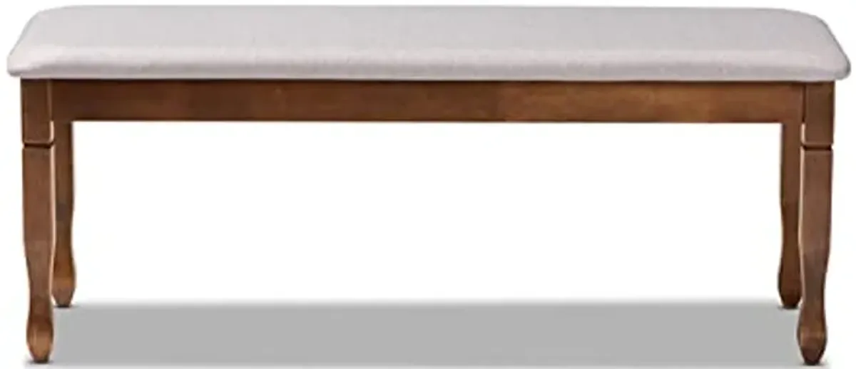 Baxton Studio Corey Modern and Contemporary Grey Fabric Upholstered and Walnut Brown Finished Wood Dining Bench