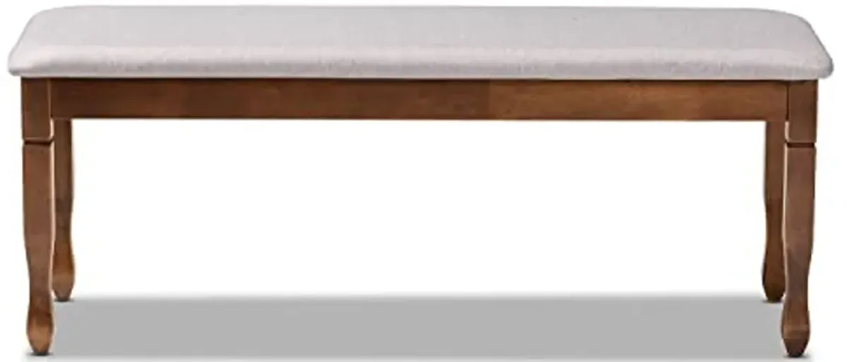 Baxton Studio Corey Modern and Contemporary Grey Fabric Upholstered and Walnut Brown Finished Wood Dining Bench